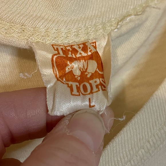 VTG Texas Tops single stitch ivory Bubba-n-Spot graphic tee sz L - Picture 3 of 11